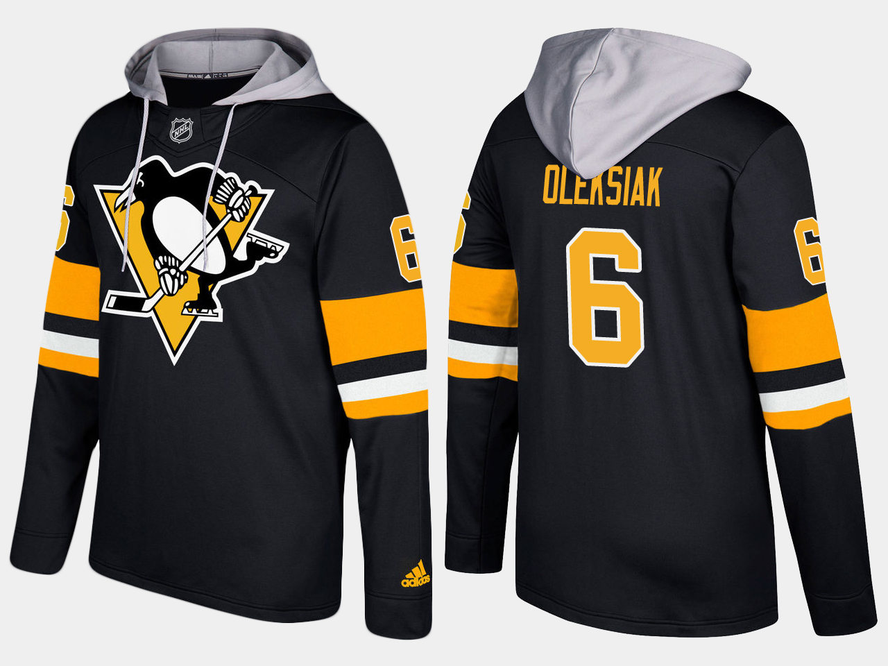 Men NHL Pittsburgh penguins #6 jamie oleksiak black hoodie->pittsburgh penguins->NHL Jersey